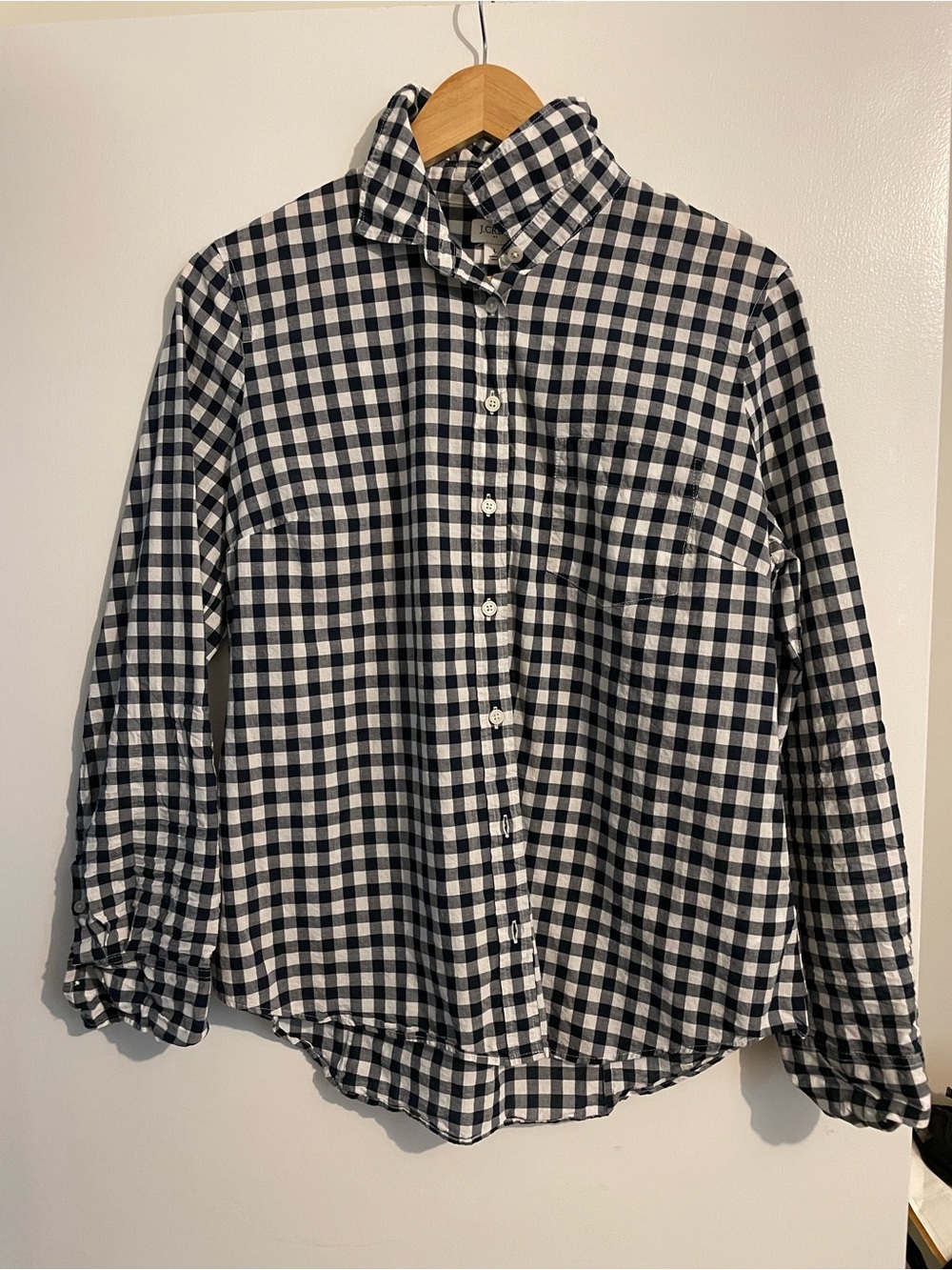 J Crew Factory Black/White Gingham Button-down Shirt (Size Large) 100% Cotton